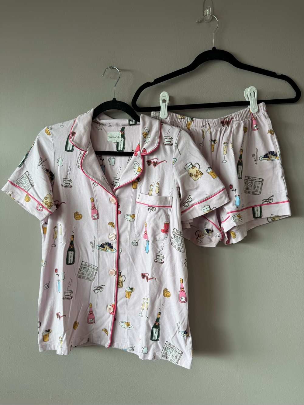 Bed Head PJs Women’s Pink Let’s Do Brunch Shorty Pajama Set Size Small
